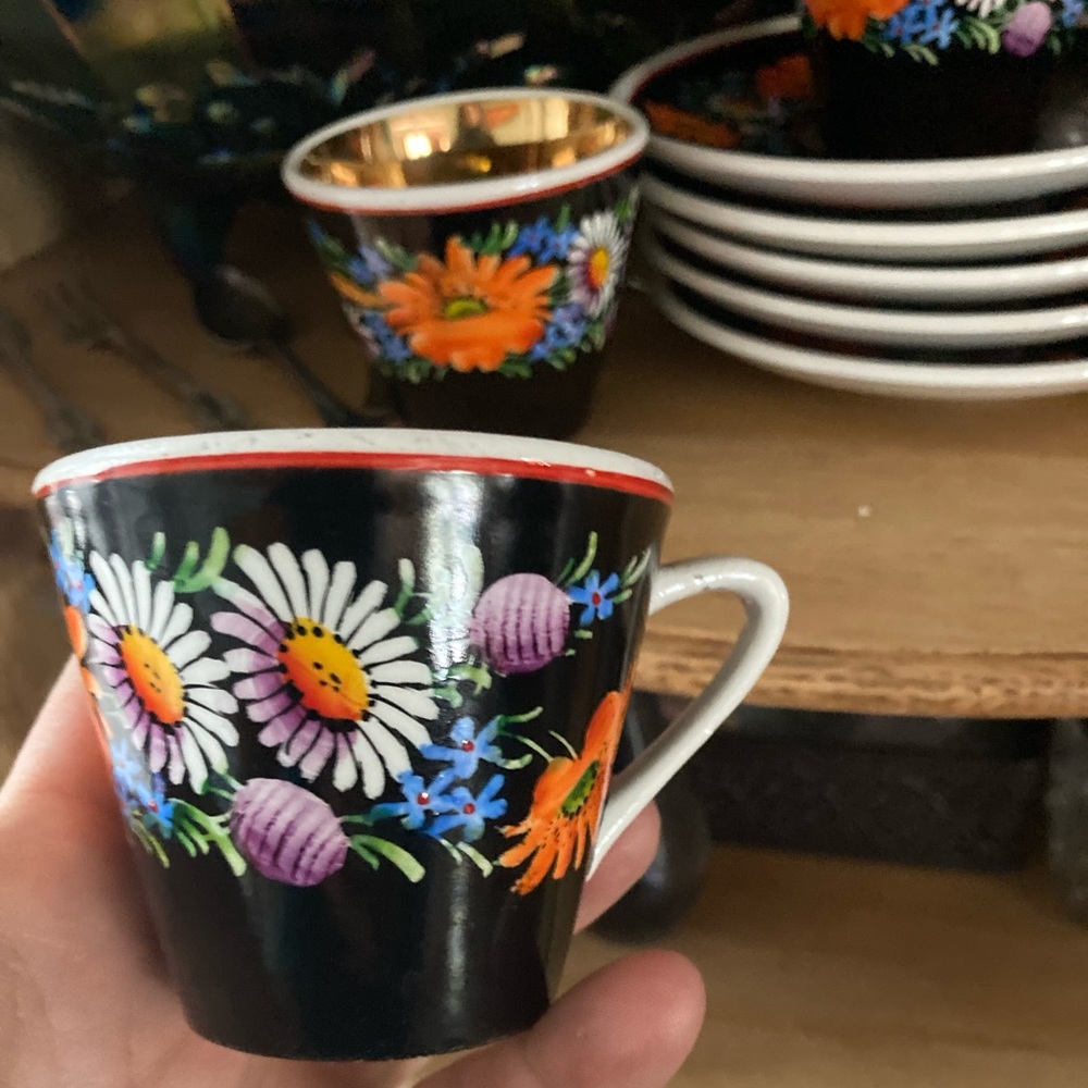 Authentic antique hand painted Czechoslovakian tea set